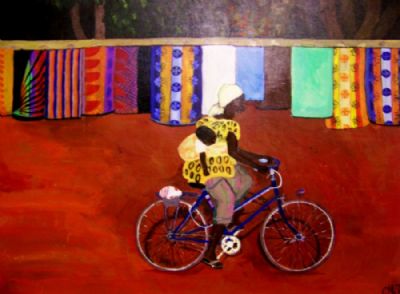 African lady cycling 